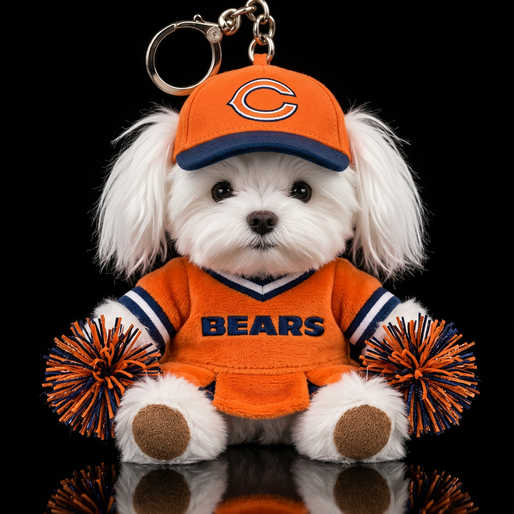 white Maltese dog Chicago bears cheerleader outfit water bottle design