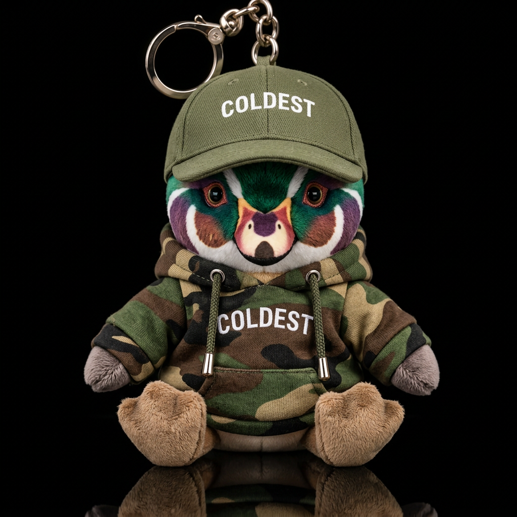 wood duck army outfit with hat water bottle design