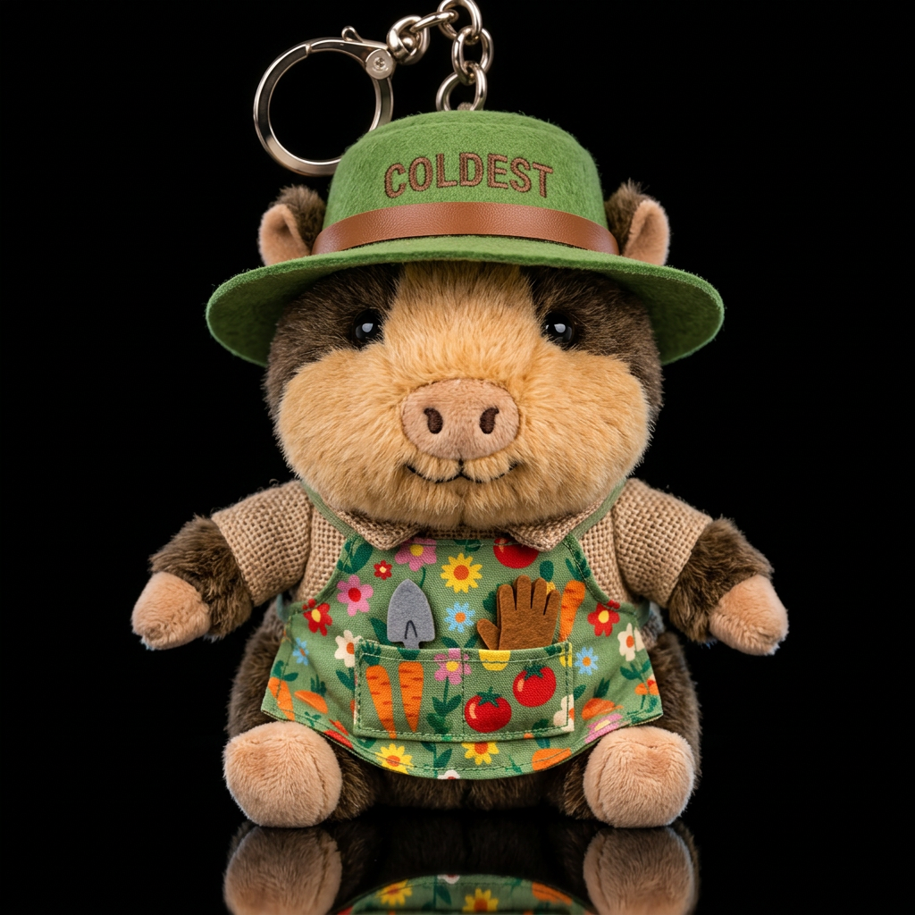 guinea hog with, garden outfit and hat water bottle design