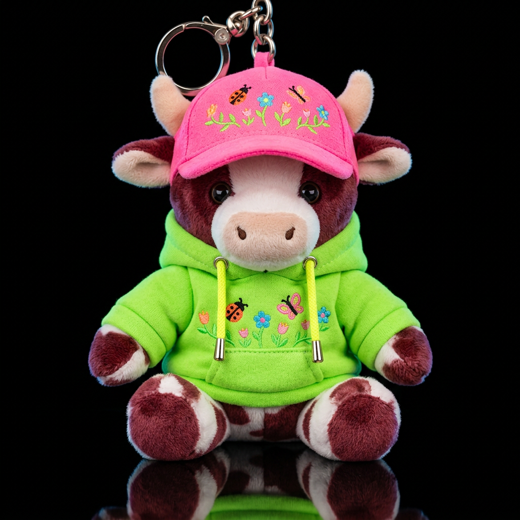 Hereford Cow with, garden, neon outfit and hat water bottle design