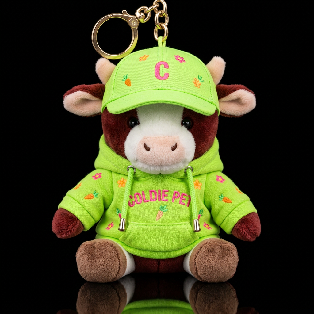 Hereford Cow with, garden, neon outfit and hat water bottle design