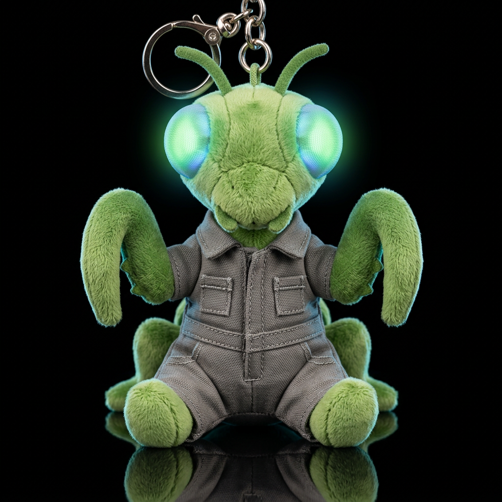 praying mantis with glowie neon eyes, water bottle design