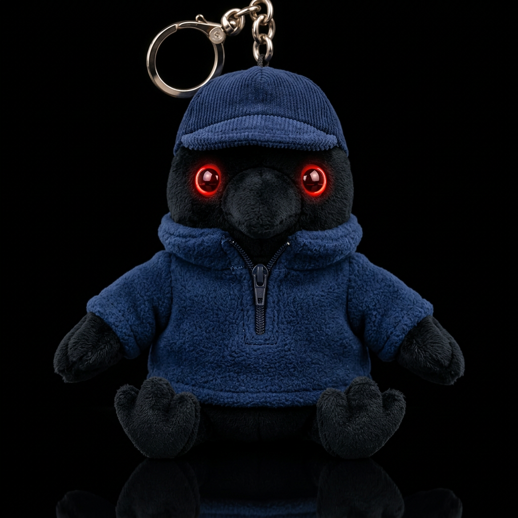 black crow with red glowie eyes water bottle design