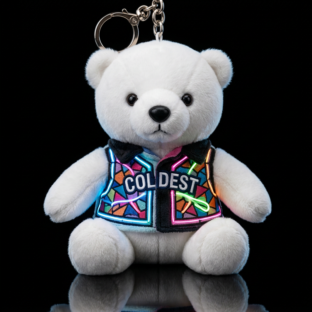 polar bear, stained glass, neon water bottle design