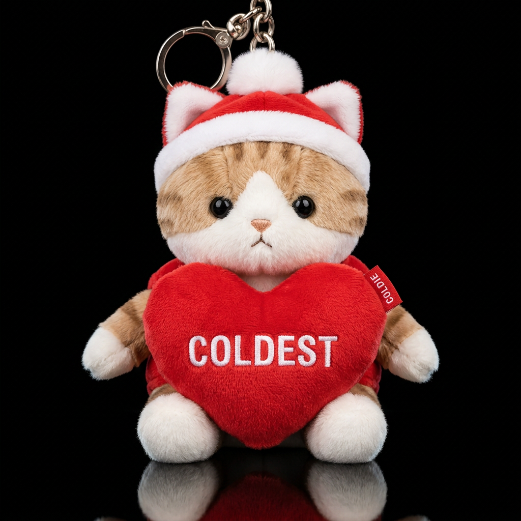 cat in a heart costume and hat water bottle design