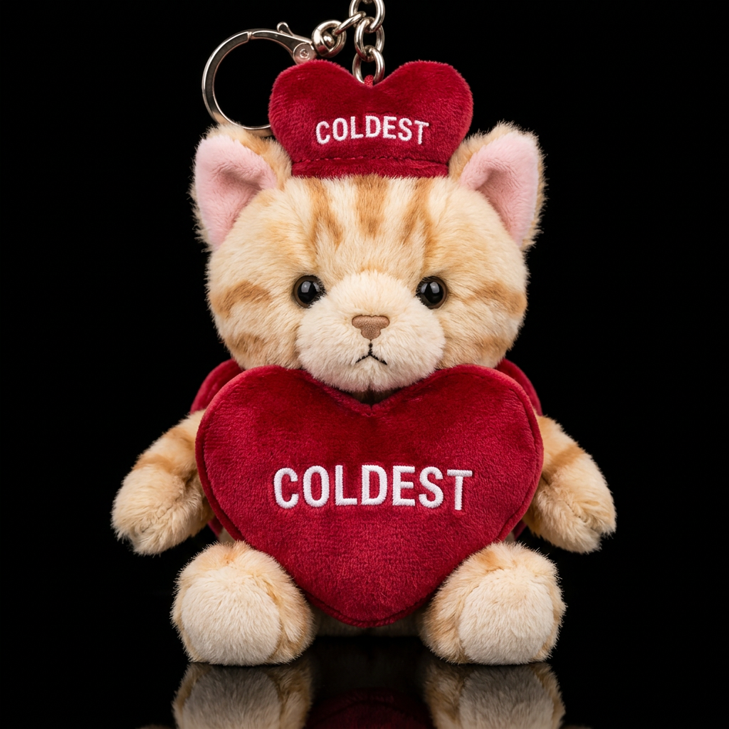cat in a heart costume and hat water bottle design
