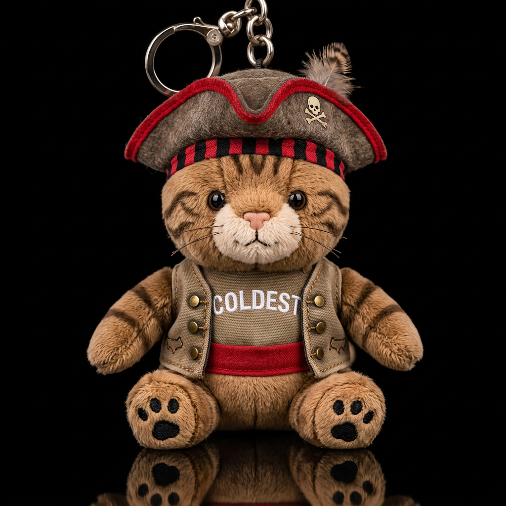 brown tabby cat in a pirate costume and hat water bottle design