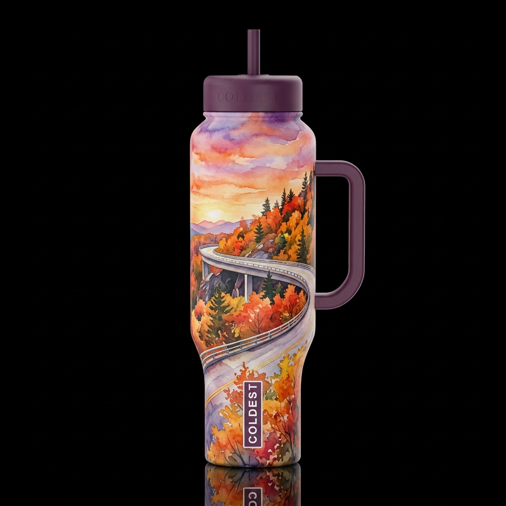Blue Ridge Parkway Fall Foliage Linn Cove viaduct ... water bottle design