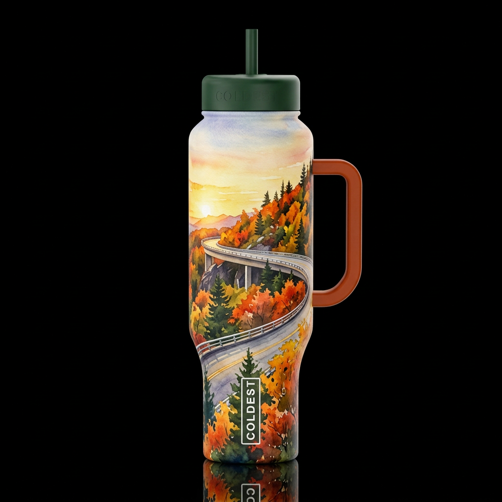 Blue Ridge Parkway Fall Foliage Linn Cove viaduct ... water bottle design