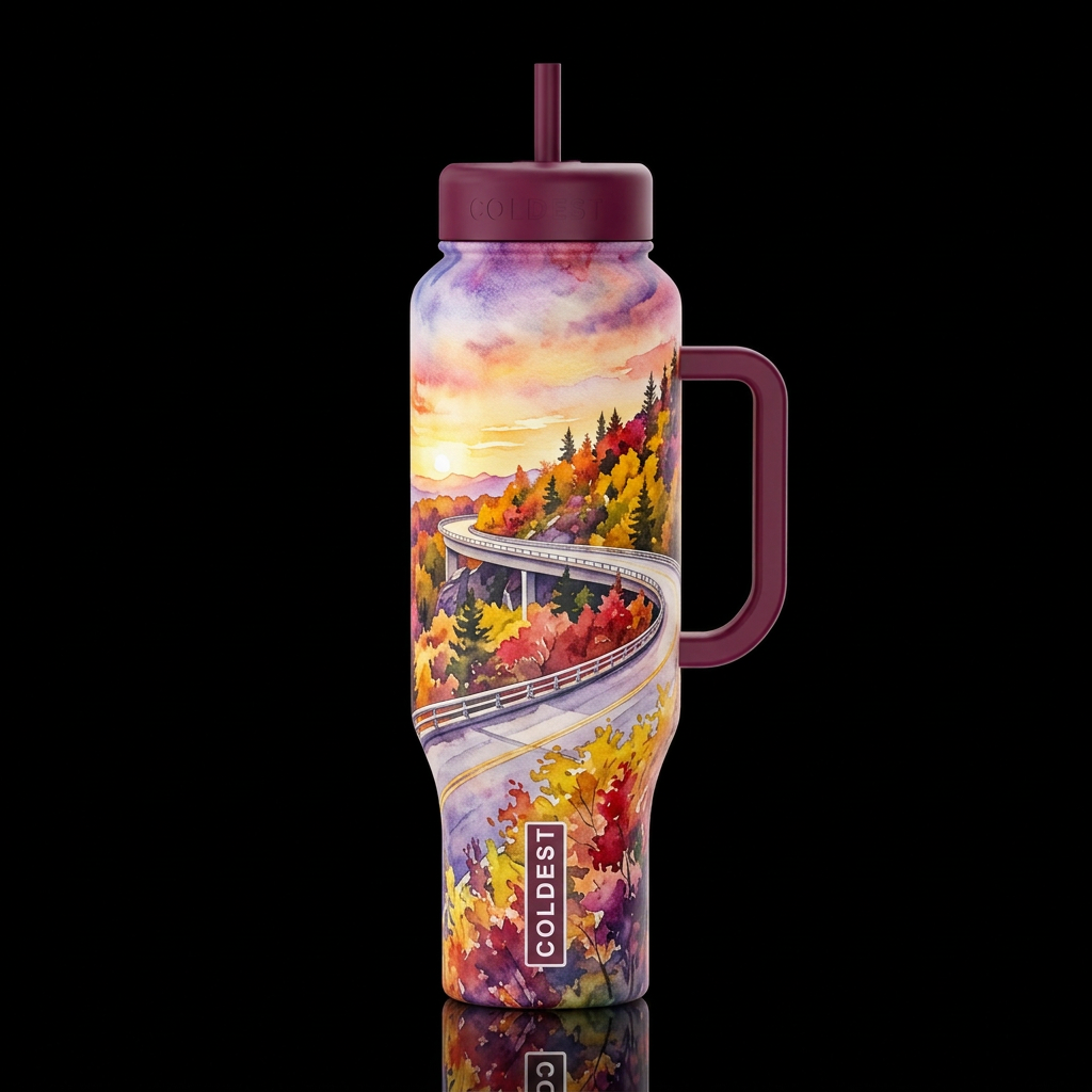 Blue Ridge Parkway Fall Foliage Linn Cove viaduct ... water bottle design