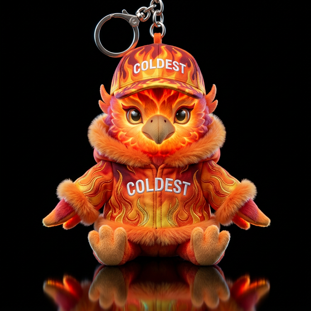 colorful phoenix bird glowie, dreamy fiery out fit... water bottle design