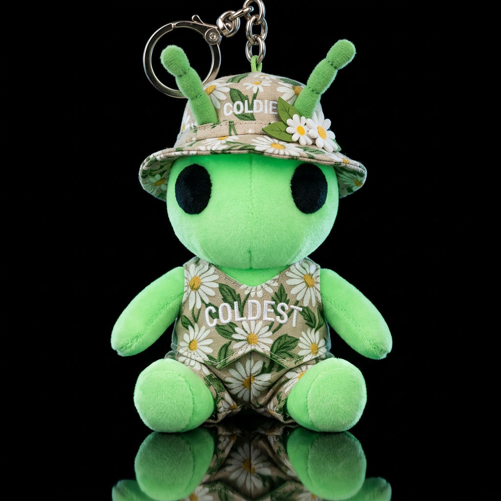 glowie green grass hopper with a daisy garden outf... water bottle design
