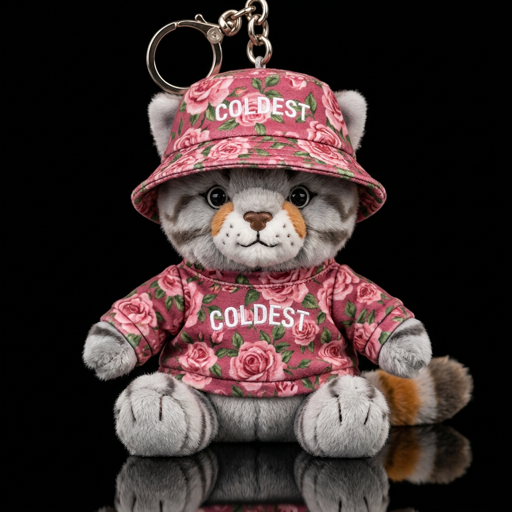 Andean mountain cat rose garden outfit and hat water bottle design