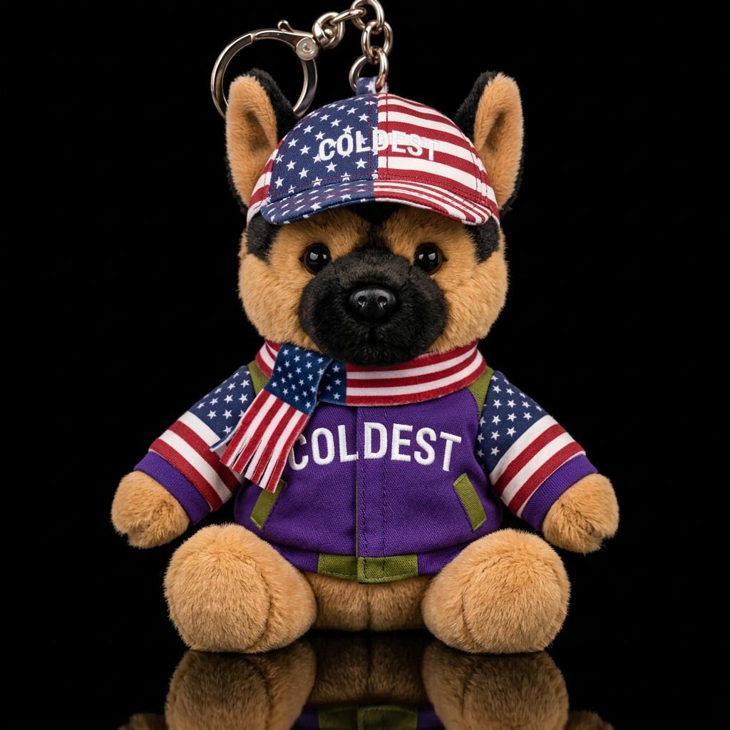 German shepherd dog American flag, scarf with patr... water bottle design