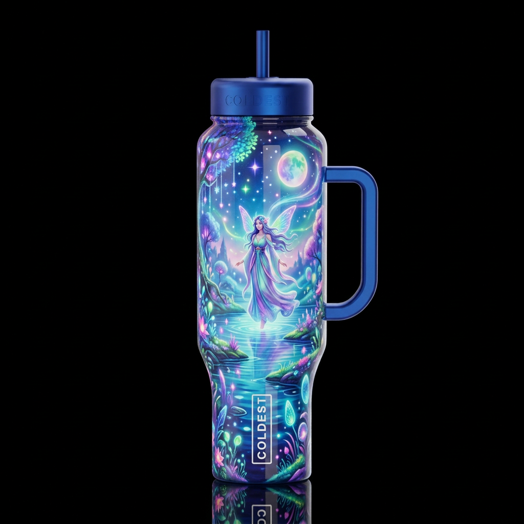 fairy goddess spiritual magical landscape calm wat... water bottle design