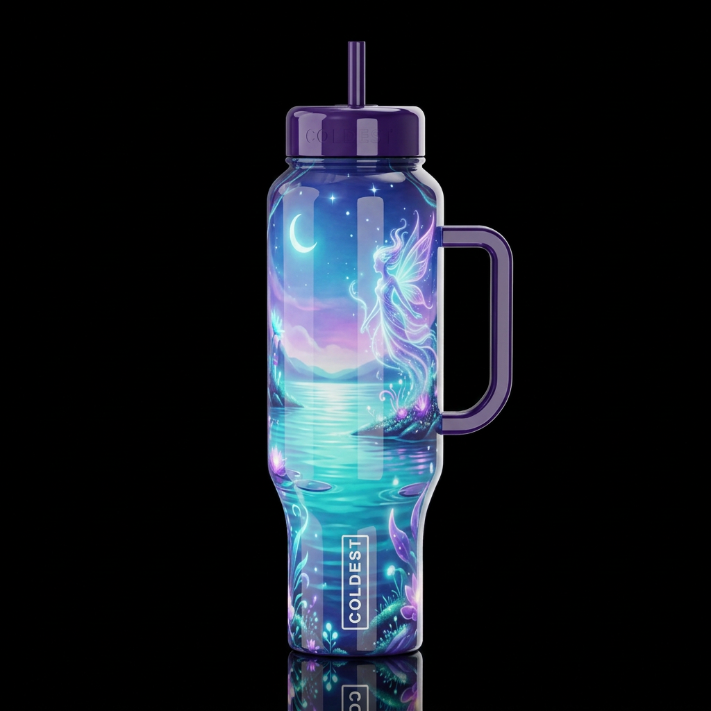 fairy goddess spiritual magical landscape calm wat... water bottle design