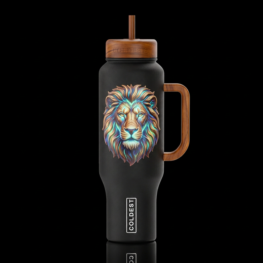 african, sculpted teak wood lions head floating hi... water bottle design