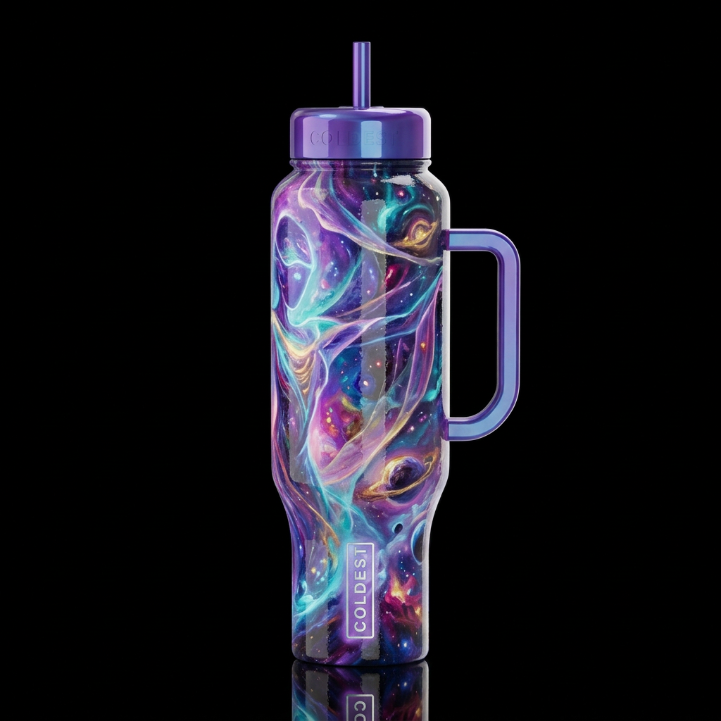 oil painted glowie Keeper of the Cosmic Veil inspi... water bottle design
