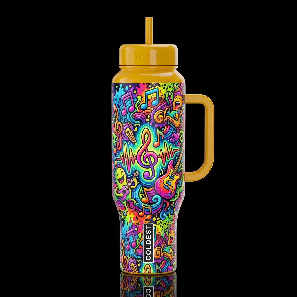 psychedelic, whimsical splatter colorful abstract ... water bottle design