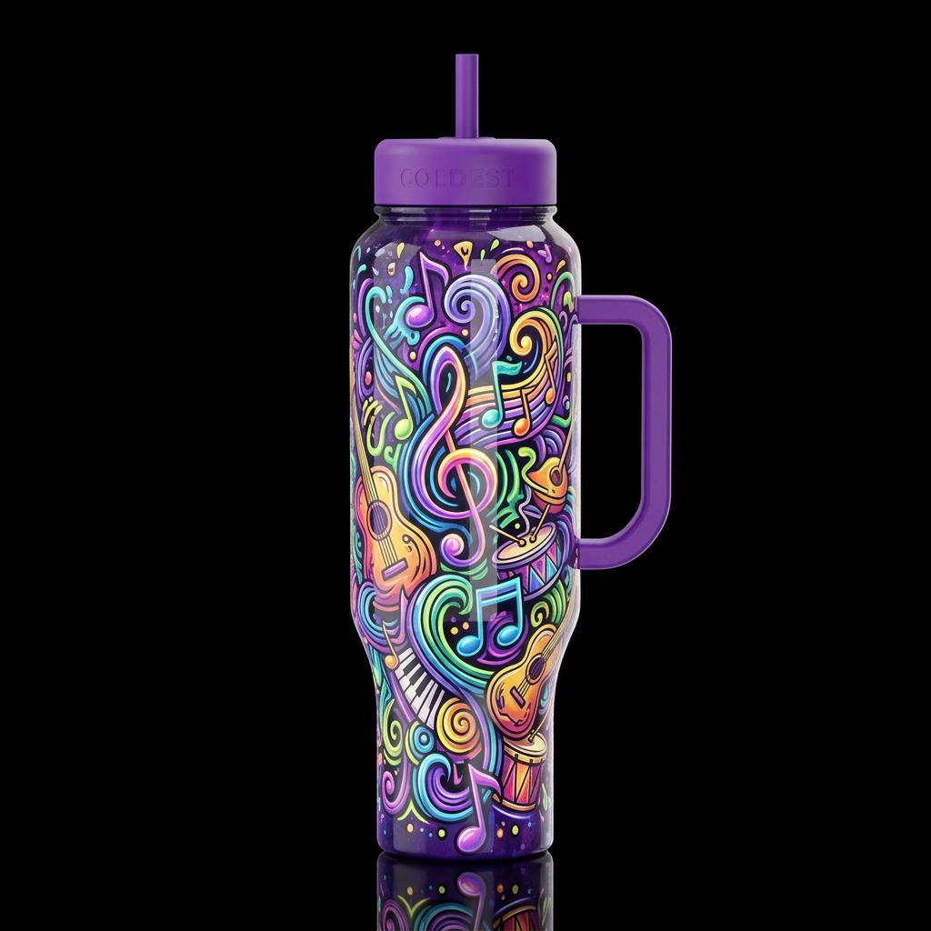 psychedelic, whimsical splatter colorful abstract ... water bottle design