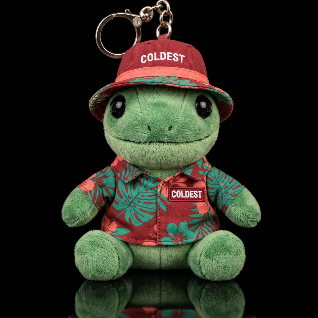 gecko in a tropical outfit and hat water bottle design