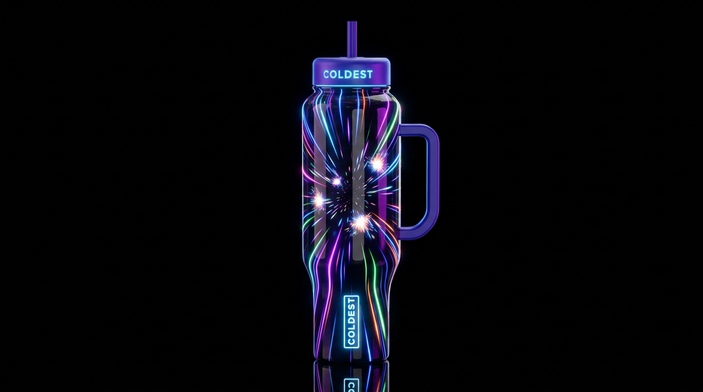 hyperspace explosive warp speed neon lights glowie... water bottle design