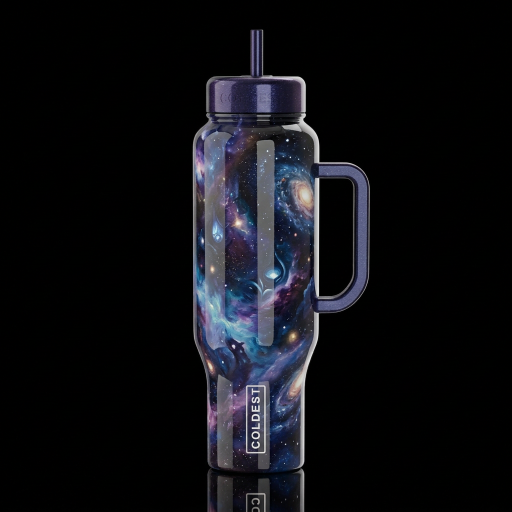 cosmic otherworldly came from outer space, oil pai... water bottle design