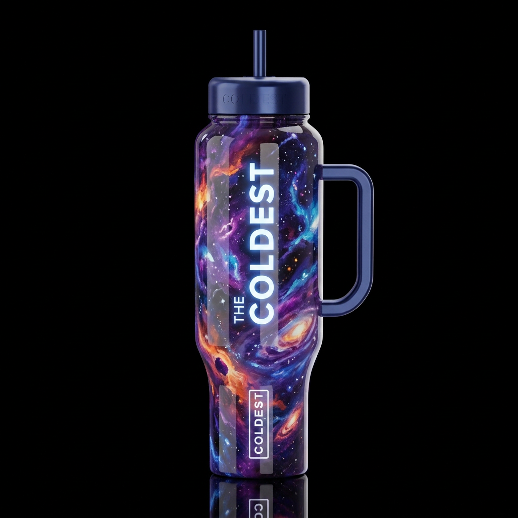cosmic otherworldly came from outer space, oil pai... water bottle design
