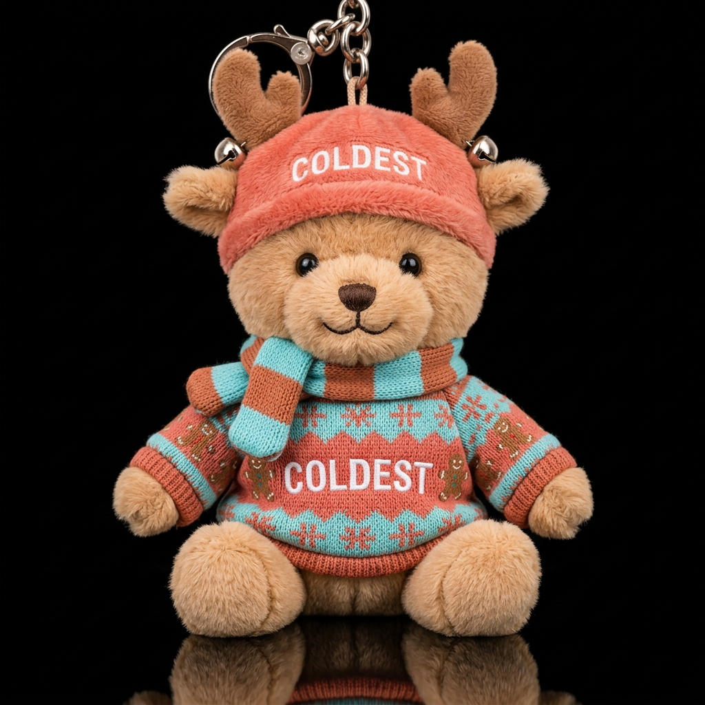 reindeer in a Christmas ugly sweater, scarf water bottle design