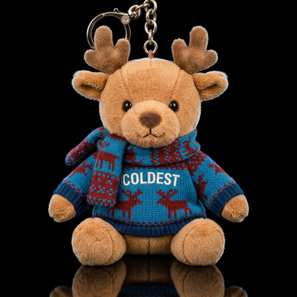 reindeer in a Christmas ugly sweater, scarf water bottle design