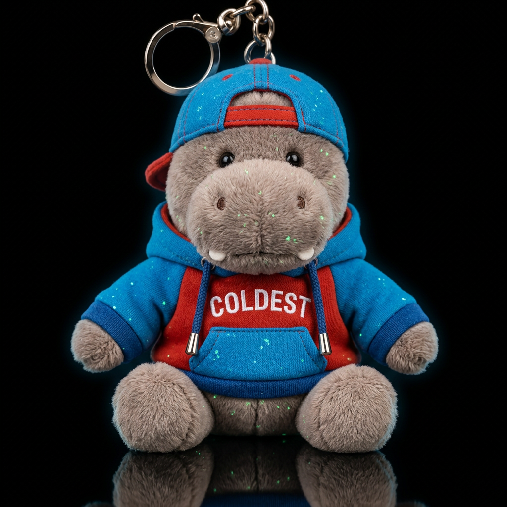 hippopotamus in a hip hop outfit and hat glowie water bottle design