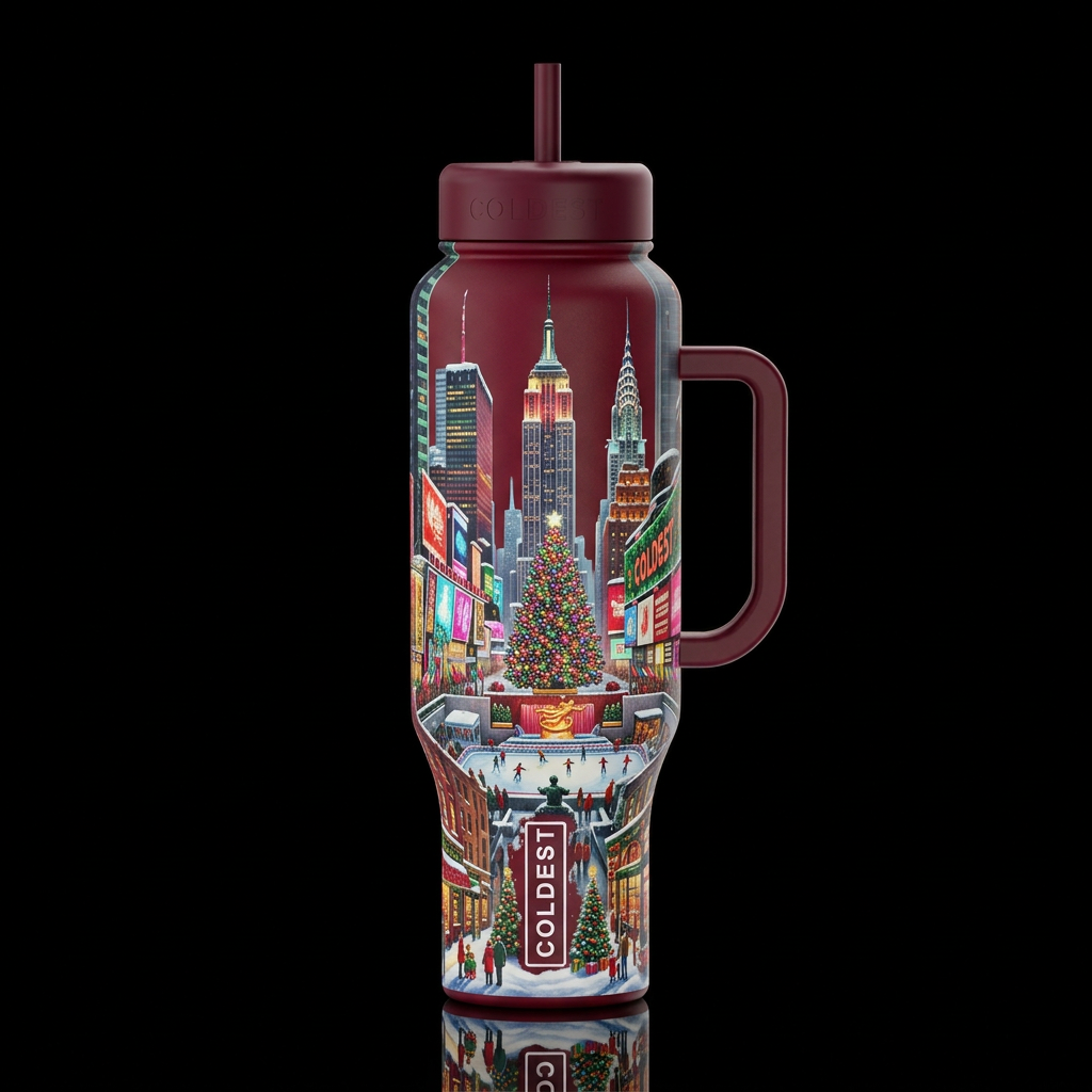 Christmas winter wonderland in Manhattan, New York water bottle design