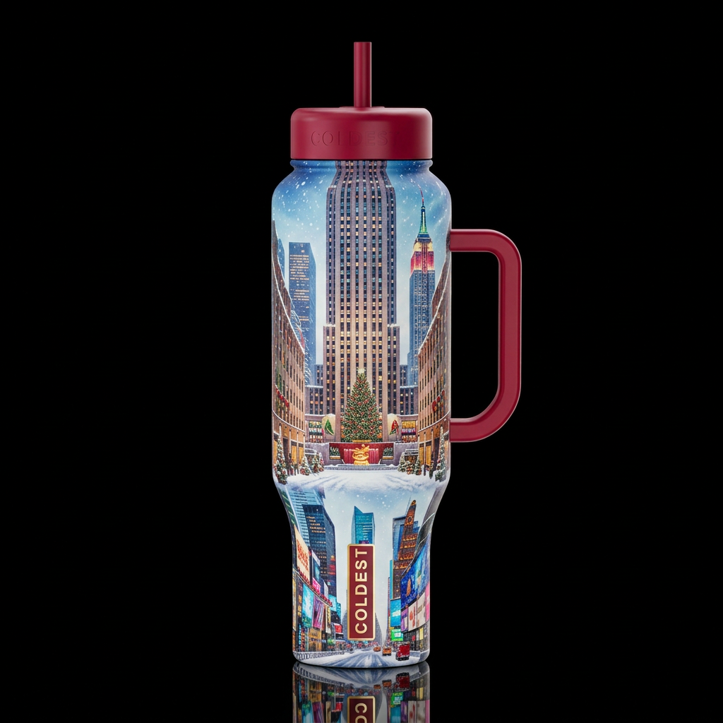 Christmas winter wonderland in Manhattan, New York water bottle design