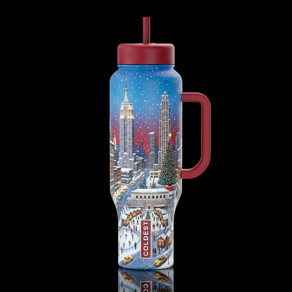 Christmas winter wonderland in Manhattan, New York water bottle design