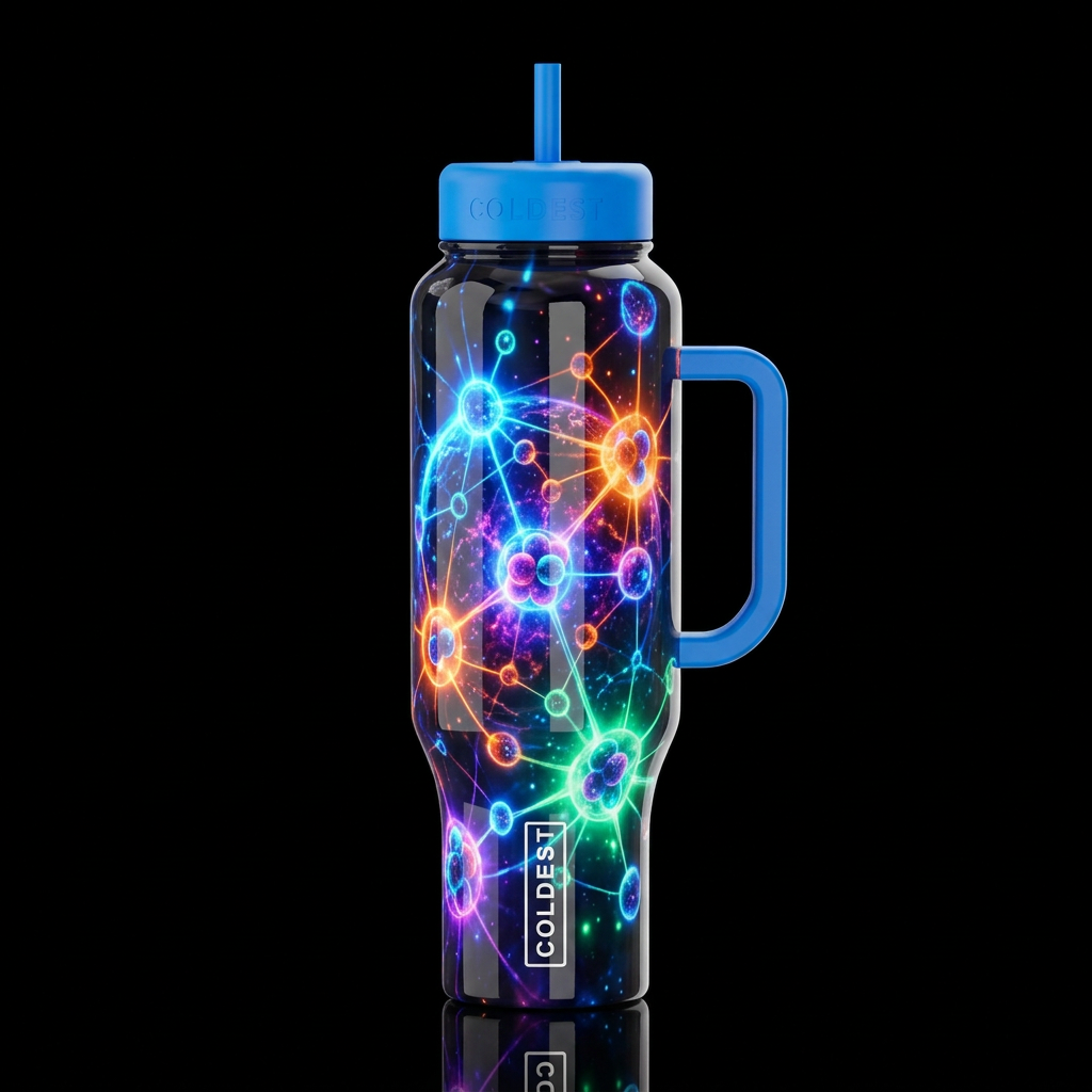 Cosmic universe made of protons neutrons and elect... water bottle design