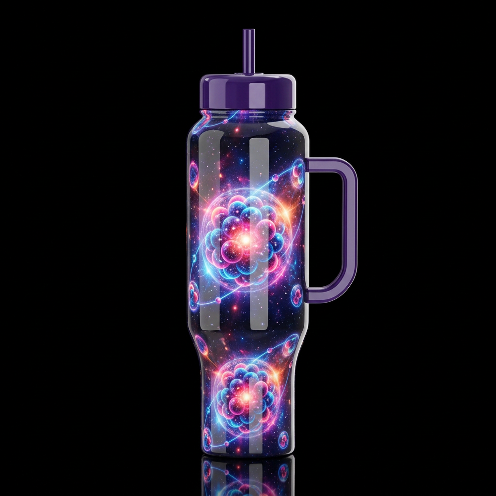 Cosmic universe made of protons neutrons and elect... water bottle design