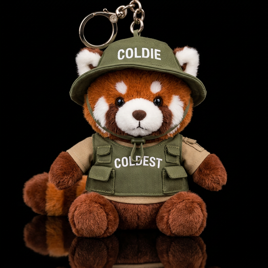 red panda with jungle out fit and hat water bottle design
