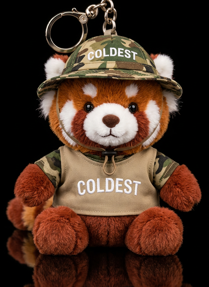 red panda with jungle out fit and hat water bottle design