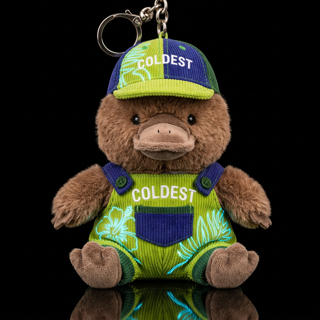 platypus with tropical Hawaii glowie out fit and h... water bottle design