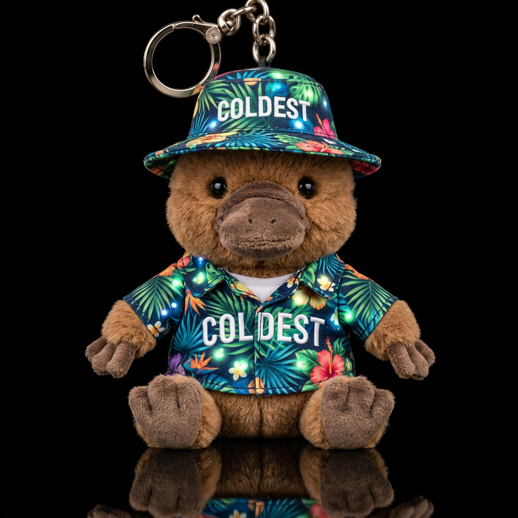 platypus with tropical Hawaii glowie out fit and h... water bottle design