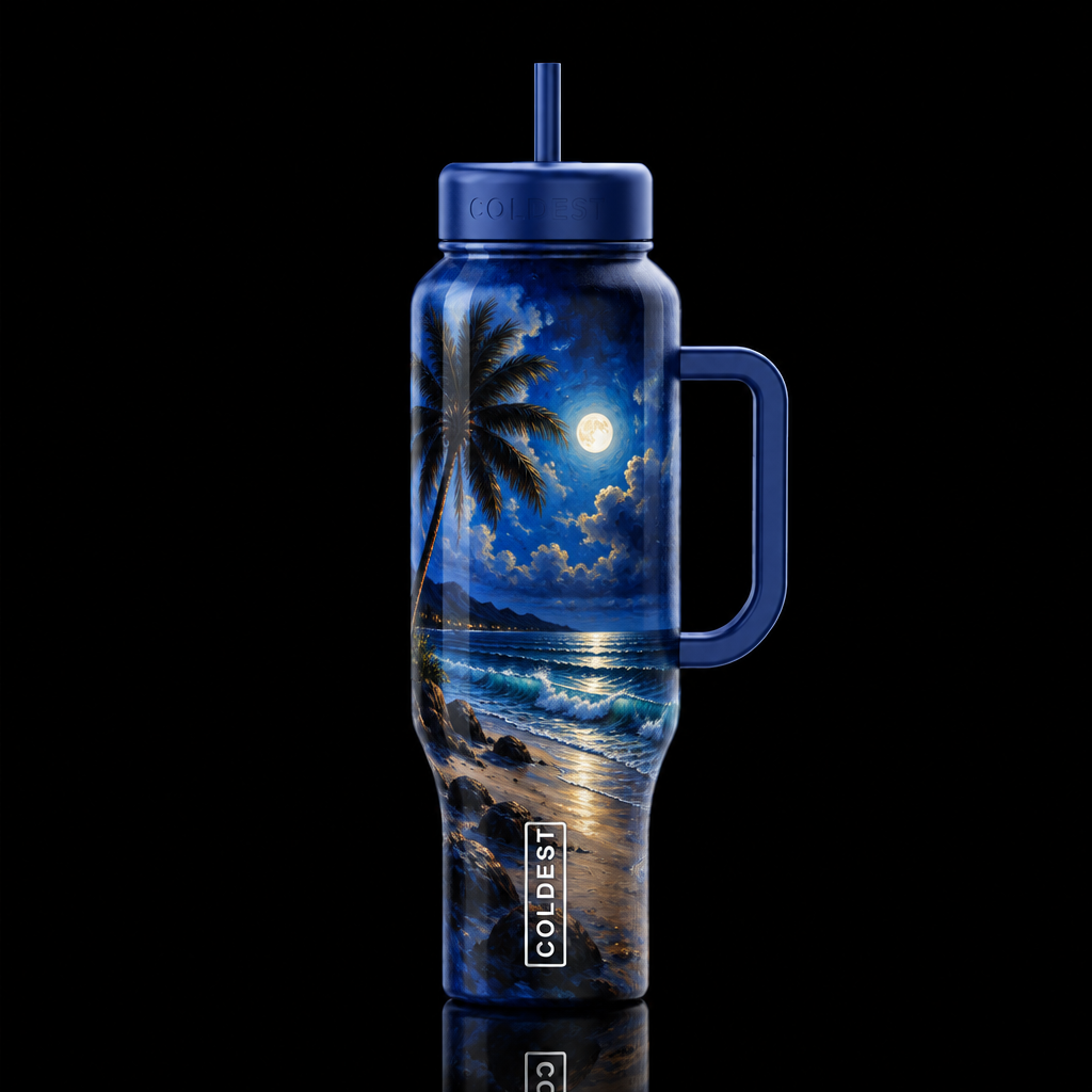 Akiane Kramarik Midnight InsightTranquil moonlit s... water bottle design