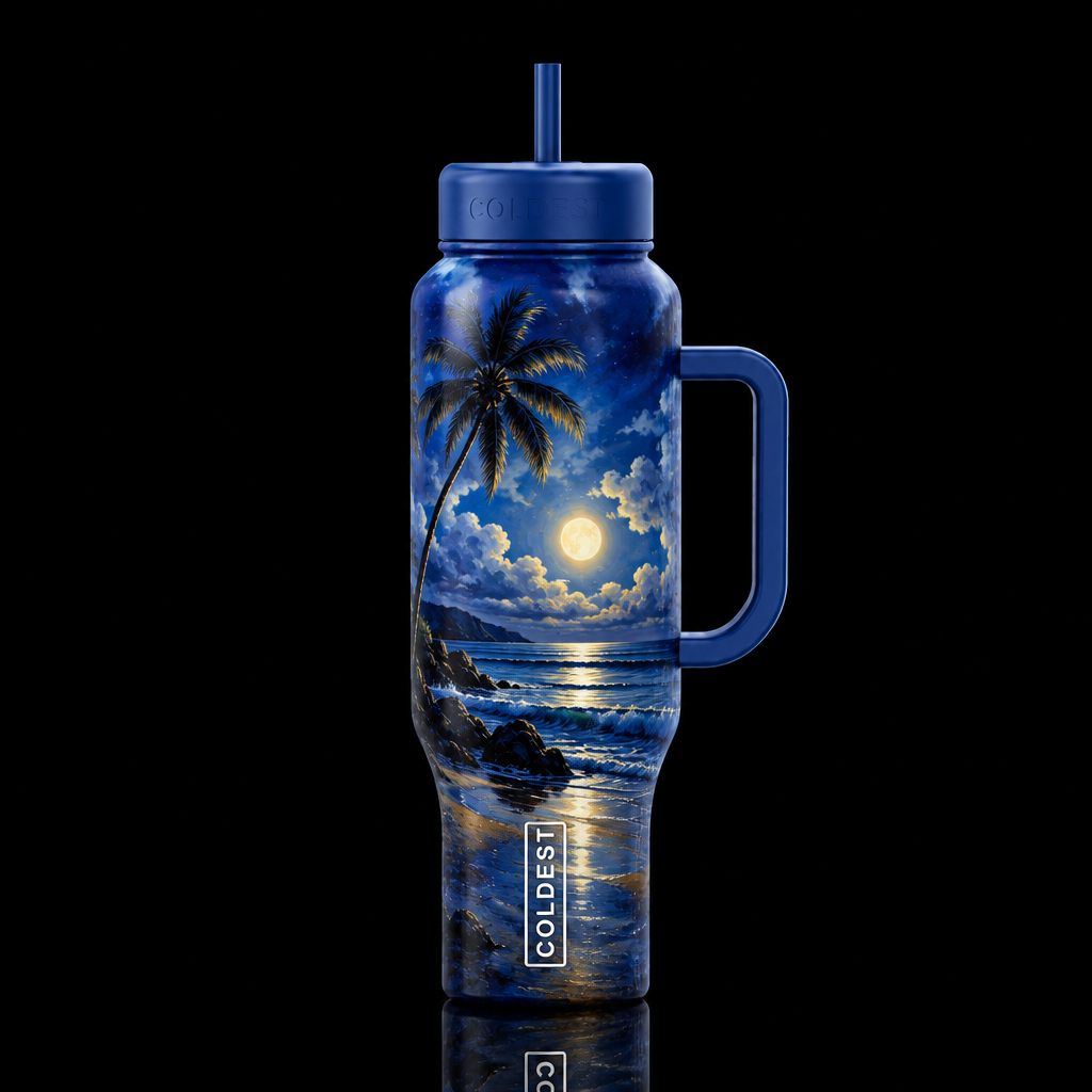 Akiane Kramarik Midnight InsightTranquil moonlit s... water bottle design