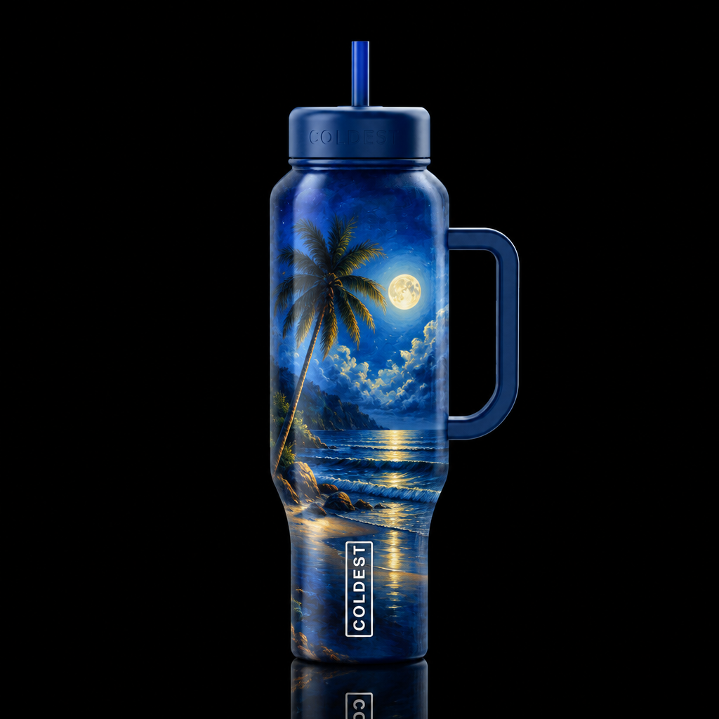Akiane Kramarik Midnight InsightTranquil moonlit s... water bottle design