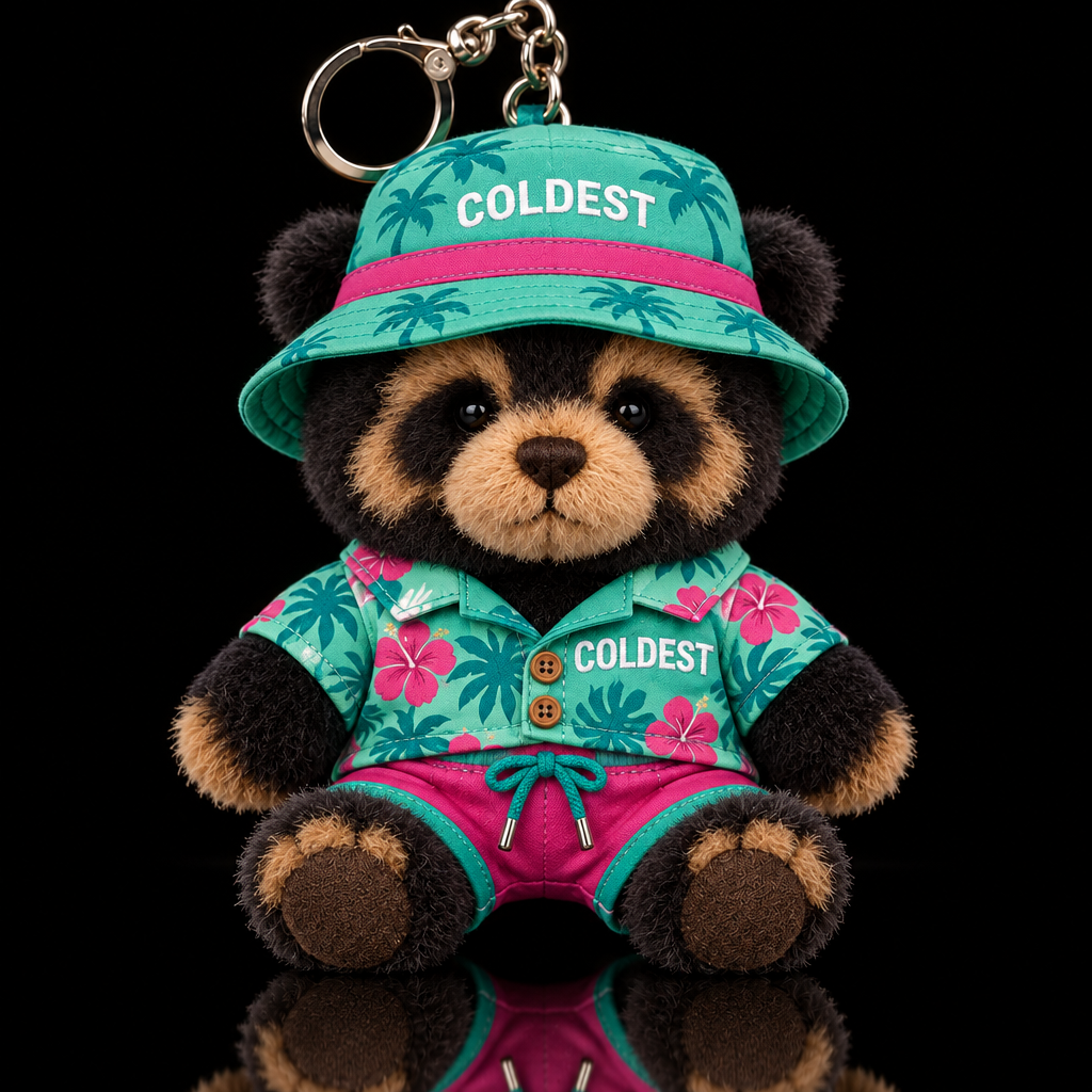 Andean bear beach outfit and hat water bottle design