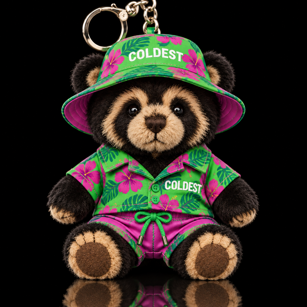 Andean bear beach outfit and hat water bottle design