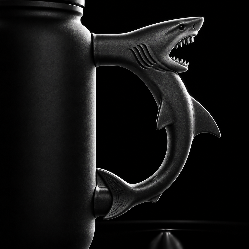 great white shark water bottle design