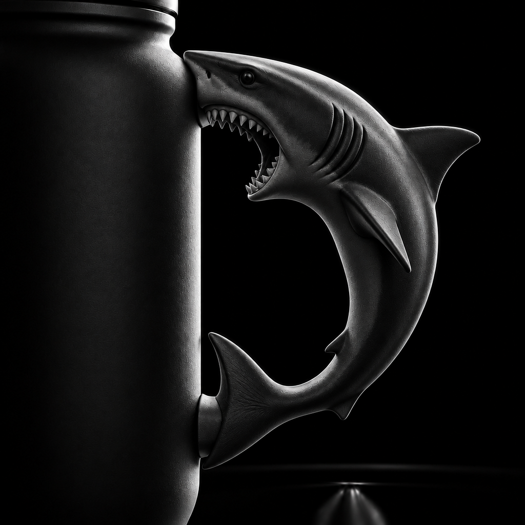 great white shark water bottle design