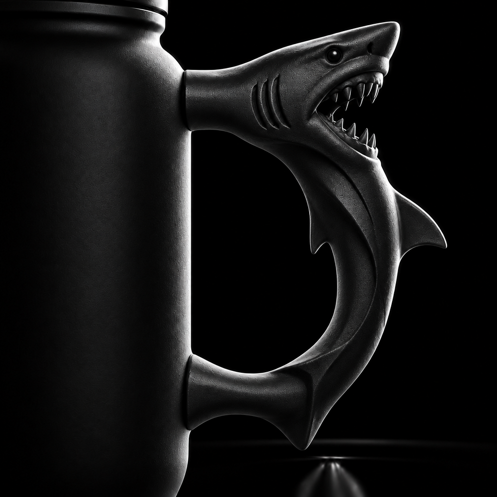 great white shark water bottle design