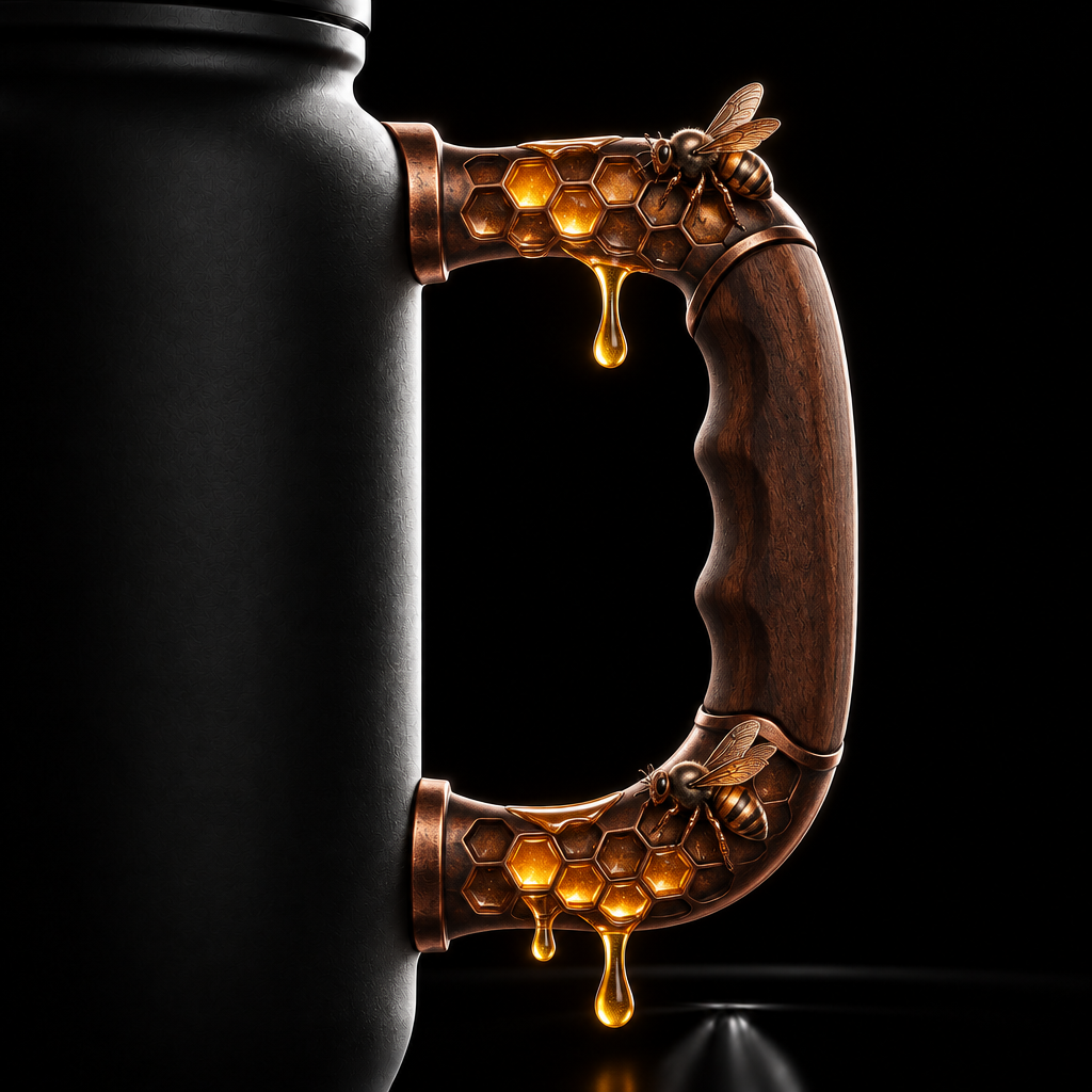 glowie drippy honey comb and bees water bottle design