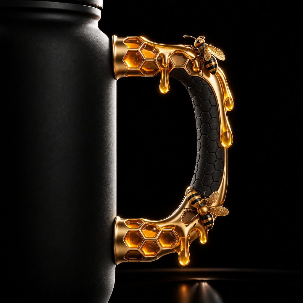 glowie drippy honey comb and bees water bottle design